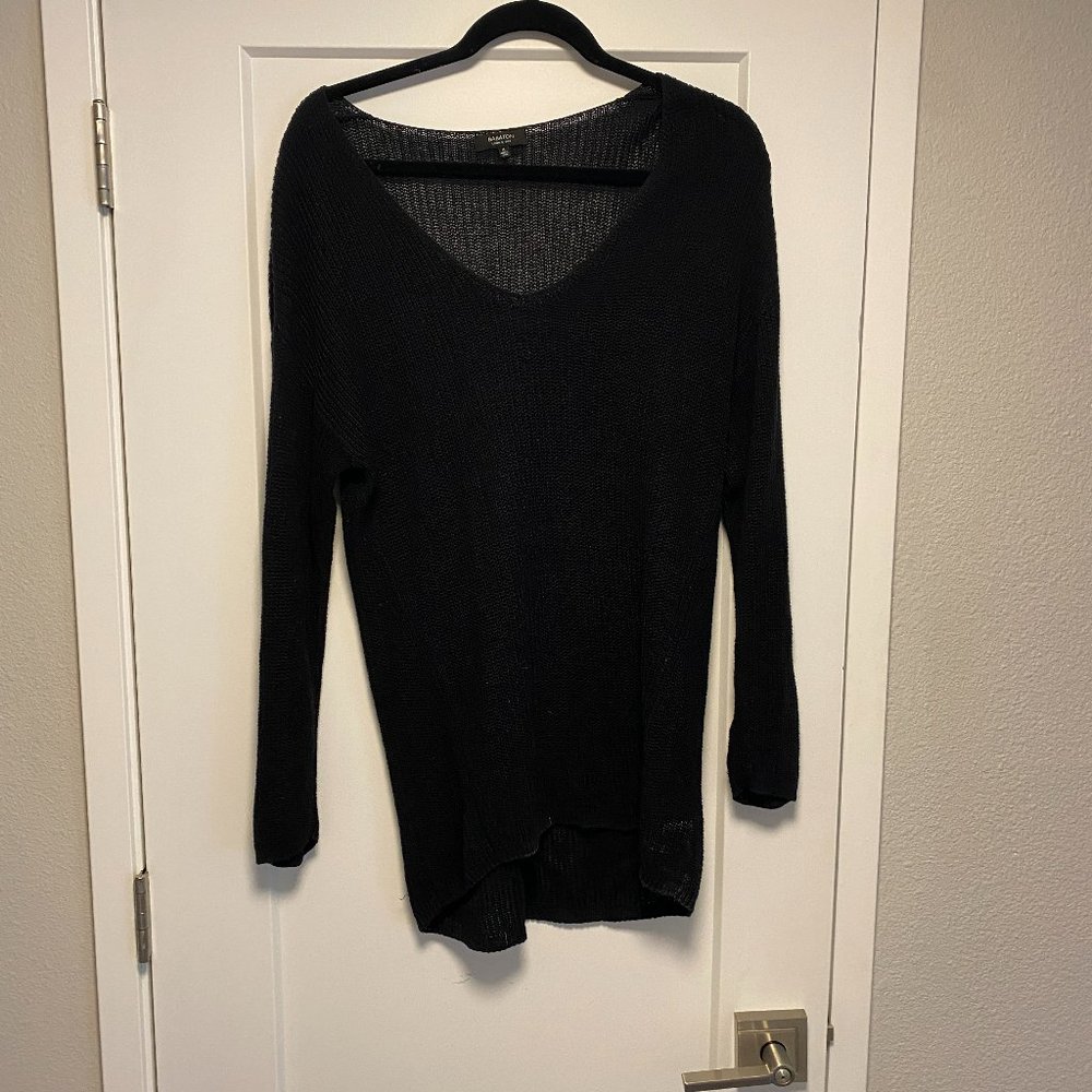Babaton Silk and Linen Black Oversized Sweater
